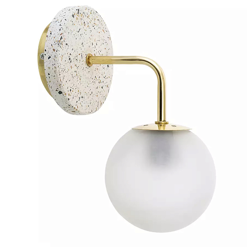 Бра с белым матовым плафоном в форме шара Round White Matte Lampshade Золотой Белое матовое стекло Бра с белым матовым плафоном в форме шара Round White Matte Lampshade Золотой Белое матовое стекло в Костроме | Loft Concept