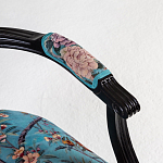 Полукресло из массива бука бирюзовое с изображением птиц и цветов Turquoise Chinoiserie Garden Chair варинант исполнения - 3 | Loft Concept в Костроме