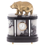 Часы настольные бронзовые с декором в виде медведя Bear Stone Clock варинант исполнения - 1 | Loft Concept в Костроме