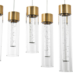 Люстра c 6-ю стеклянными плафонами золото Sparkling Bubbles Tube Gold Hanging Lamp варинант исполнения - 4 | Loft Concept в Костроме