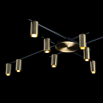 Потолочный светильник с 10-ю цилиндрическими плафонами цвета латунь TRIBES CHANDELIER варинант исполнения - 4 | Loft Concept в Костроме