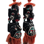 Комплект из 2-х деревянных статуэток Asmat Red Straw Headdress Statuettes варинант исполнения - 3 | Loft Concept в Костроме