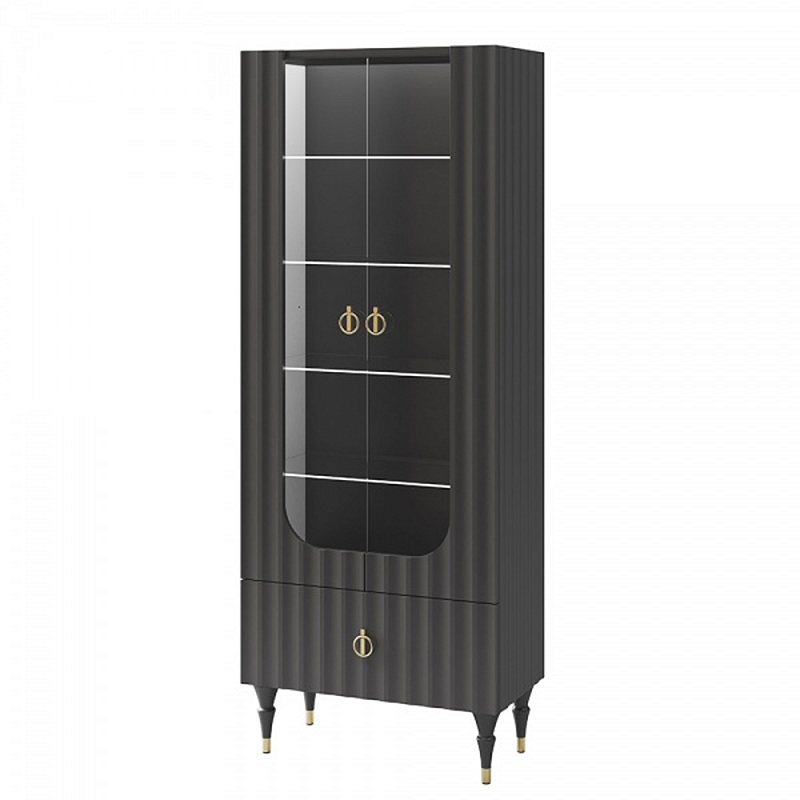 Витрина двухдверная с ящиком Antique Order Графит Золотой Витрина двухдверная с ящиком Antique Order Графит Золотой в Костроме | Loft Concept