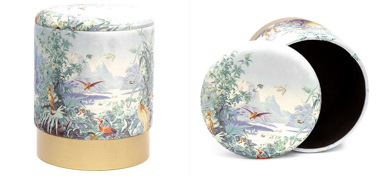 Пуф PUF Jungle Print с крышкой Adrian Пуф PUF Jungle Print с крышкой Adrian - Loft-Concept в Костроме