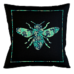 Подушка декоративная пчела с бирюзовым узором Ikat Pattern варинант исполнения - 1 | Loft Concept в Костроме