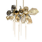 Люстра подвесная с 18-ю стеклянными плафонами с вертикальными подвесками Gilded Mirage  варинант исполнения - 1 | Loft Concept в Костроме