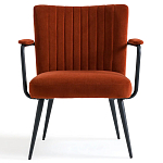 Кресло бархатное с подлокотниками на металлическом каркасе Oriel Retro Armchair варинант исполнения - 2 | Loft Concept в Костроме