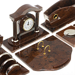 Настольный письменный набор с часами из природного камня обсидиана Competent Leader варинант исполнения - 4 | Loft Concept в Костроме