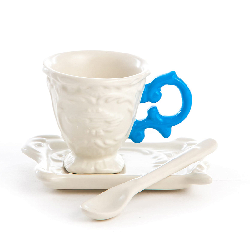 Кофейная пара Seletti I-Coffee Blue Белый Голубой Кофейная пара Seletti I-Coffee Blue Белый Голубой в Костроме | Loft Concept