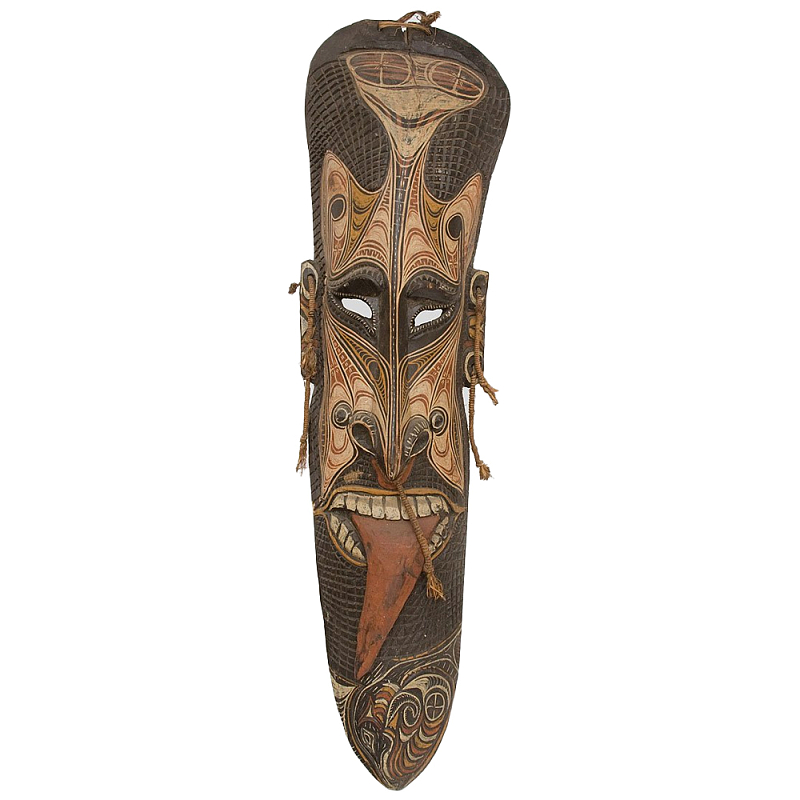 Деревянная маска ручной работы Papuan Mask Коричневый Бежевый Деревянная маска ручной работы Papuan Mask Коричневый Бежевый в Костроме | Loft Concept