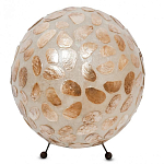 Настольная лампа из перламутра на металлическом каркасе Indonesian Circle варинант исполнения - 1 | Loft Concept в Костроме