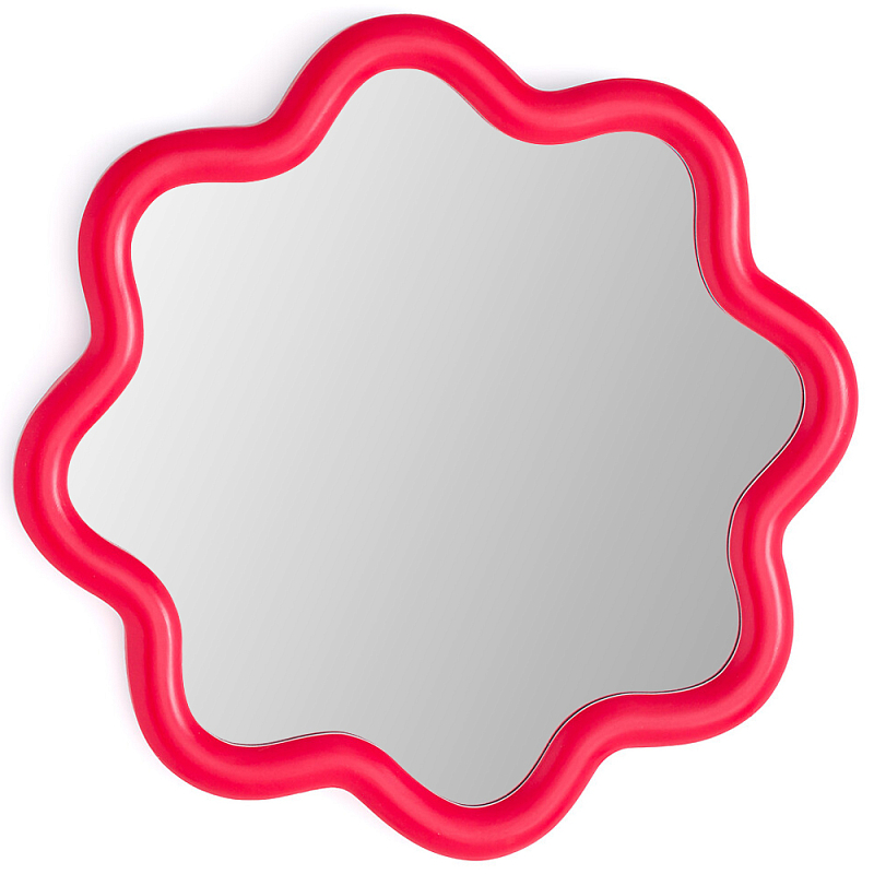 Настенное зеркало с волнистой рамой Mune Mirror Red Красный Настенное зеркало с волнистой рамой Mune Mirror Red Красный в Костроме | Loft Concept