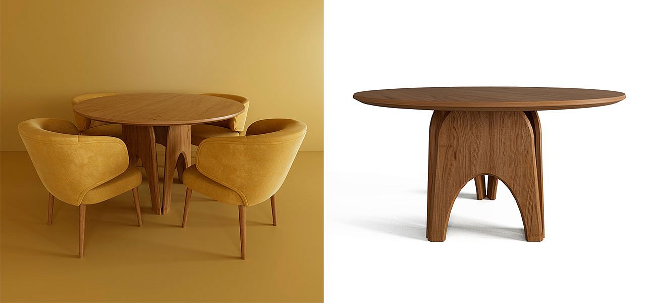 Обеденный круглый стол из дерева Pelican Dinner Table Обеденный круглый стол из дерева Pelican Dinner Table - Loft-Concept в Костроме