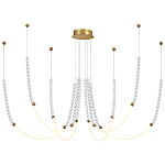 Люстра подвесная с 6-ю изогнутыми плафонами и белыми декоративными шариками PEARLS Suspension варинант исполнения - 4 | Loft Concept в Костроме