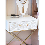 Приставной столик с выдвижным ящиком  White Table Carved Pattern варинант исполнения - 7 | Loft Concept в Костроме