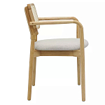 Стул обеденный с мягким сиденьем и спинкой из плетеного ротанга Wood and Textile Chair варинант исполнения - 2 | Loft Concept в Костроме