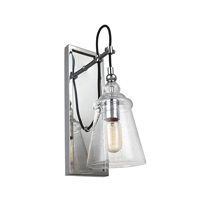 Бра с плафоном в форме колокола из прозрачного стекла с пузырьками Feiss Хром Прозрачное Стекло в Костроме | Loft Concept 