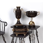 Ваза черного цвета из фарфора с золотистым узором и бронзовыми элементами Eden Garden porcelain and bronze варинант исполнения - 5 | Loft Concept в Костроме