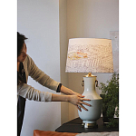 Настольная лампа с принтом на белом тканевом абажуре Roof Garden Lamp варинант исполнения - 5 | Loft Concept в Костроме