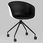 Офисное кресло из пластика с мягким сиденьем Eggshell Black варинант исполнения - 2 | Loft Concept в Костроме