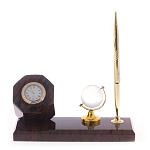 Настольный письменный набор с глобусом и ручкой из натурального обсидиана World Globe варинант исполнения - 1 | Loft Concept в Костроме