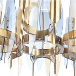 Люстра с вертикальными стеклянными элементами и металлическим каркасом цвета Латунь Vertical Glass варинант исполнения - 4 | Loft Concept в Костроме