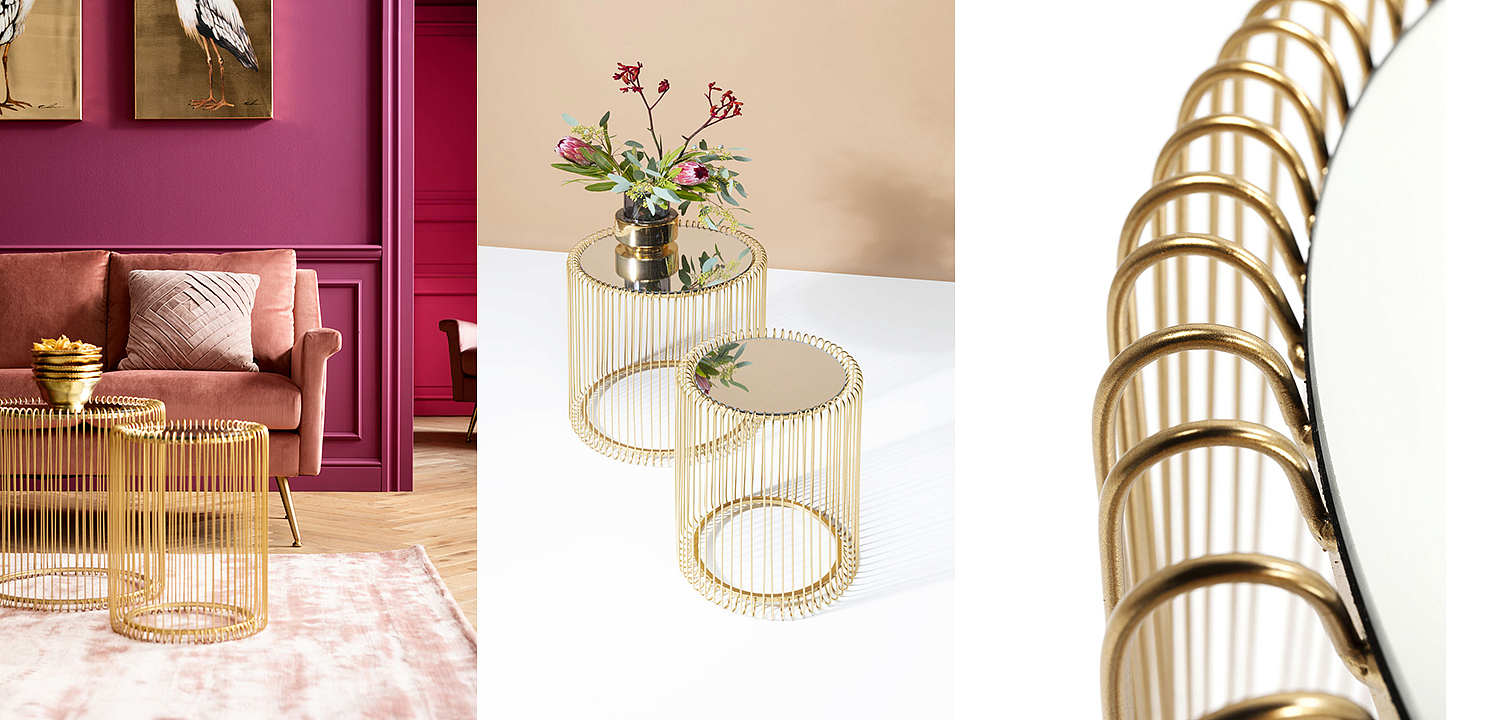 Комплект приставных столов Mirror Surface Brass Tables Комплект приставных столов Mirror Surface Brass Tables - Loft-Concept в Костроме