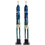 Комплект из 2-х деревянных статуэток Asmat Tall Statuettes Blue варинант исполнения - 1 | Loft Concept в Костроме