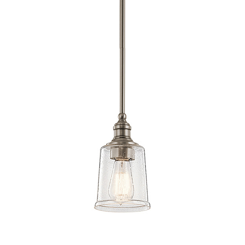 Подвесной светильник со стеклянным плафоном в форме колокола с эффектом пузырьков Kichler Олово Латунь Прозрачное Стекло в Костроме | Loft Concept 