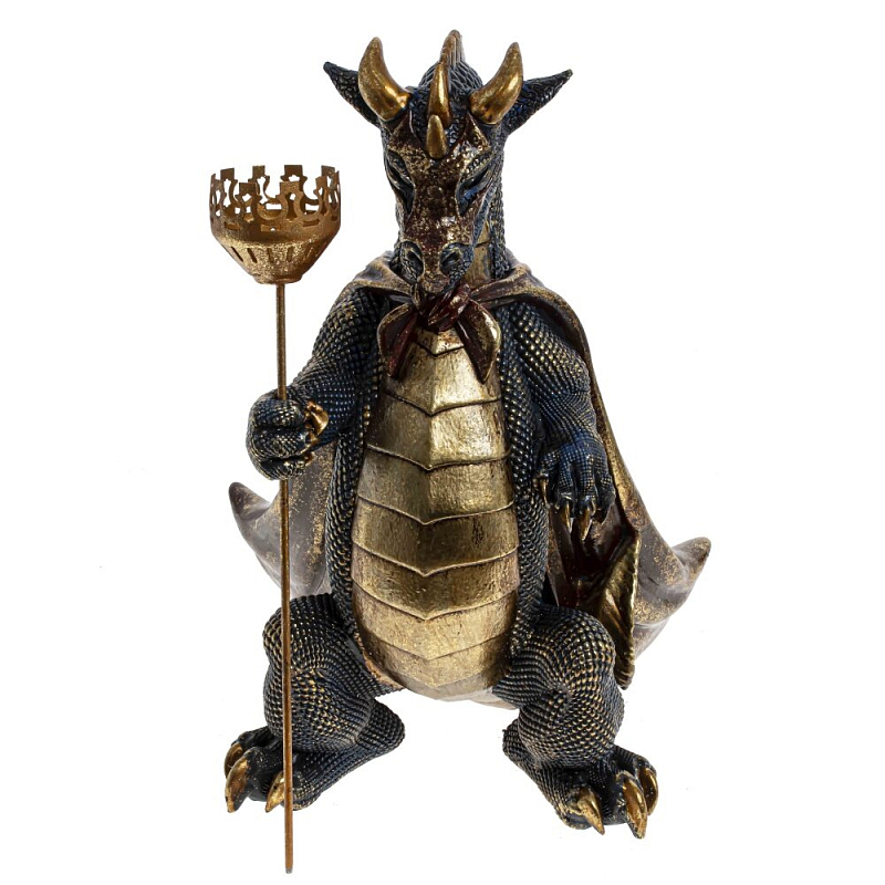 Подсвечник в виде дракона Dragon candlestick Brown Gold Коричневый Золотой Темно-синий Подсвечник в виде дракона Dragon candlestick Brown Gold Коричневый Золотой Темно-синий в Костроме | Loft Concept