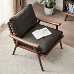 Кресло c каркасом из массива дерева и мягкой кожаной обивкой Walnut Armchair варинант исполнения - 2 | Loft Concept в Костроме