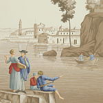 Обои ручная роспись Views of Italy Azure on Sepia варинант исполнения - 2 | Loft Concept в Костроме