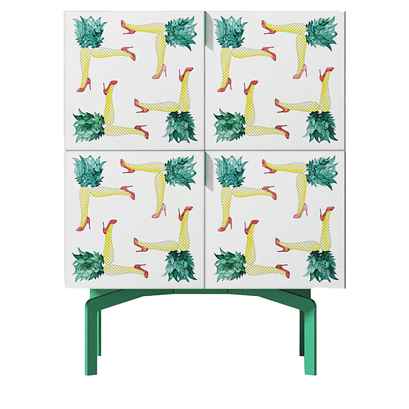Тумба с рисунком ShortT Pina Colada Green Белый Зеленый Желтый Красный Тумба с рисунком ShortT Pina Colada Green Белый Зеленый Желтый Красный в Костроме | Loft Concept