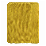 Плед из хлопка жемчужной вязки горчичного цвета Waffle Comfort варинант исполнения - 4 | Loft Concept в Костроме