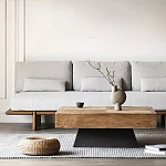 Дизайнерский журнальный стол квадратный с черным трапециевидным основанием Wokab варинант исполнения - 1 | Loft Concept в Костроме