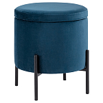 Синий пуф на черных ножках SANJAY варинант исполнения - 1 | Loft Concept в Костроме