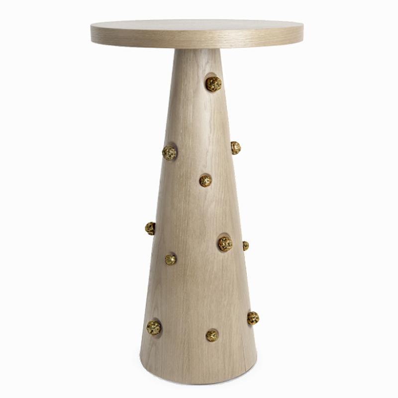 Приставной столик Okinawa Gray Side table Бежевый Золотой в Костроме | Loft Concept 