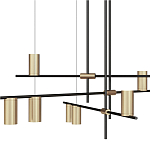 Люстра с 9-ю цилиндрическими плафонами цвета латунь TRIBES CHANDELIER варинант исполнения - 2 | Loft Concept в Костроме