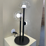 Настольная лампа с тремя прозрачными куполообразными плафонами и черным металлическим основанием Flos Wireline Lighting варинант исполнения - 5 | Loft Concept в Костроме