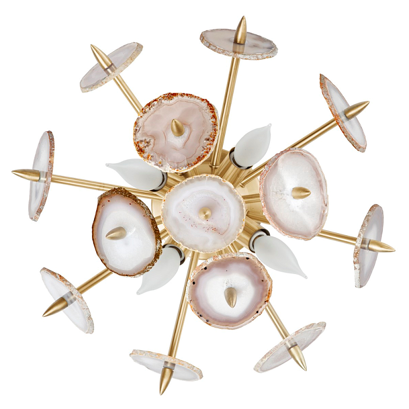 Бра Emporium Natural Agate Burst Sconce Brass Латунь Белый Розовый пастельный Бра Emporium Natural Agate Burst Sconce Brass Латунь Белый Розовый пастельный в Костроме | Loft Concept