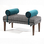 Банкетка Banquette PIED DE POULE с принтом гусиная лапка и синими подлокотниками  варинант исполнения - 2 | Loft Concept в Костроме