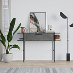 Консоль напольная серая с выдвижным ящиком и 2-мя полками с белой столешницей OTIS CONSOLE RETRO GRAY варинант исполнения - 1 | Loft Concept в Костроме