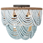 Круглый потолочный светильник с подвесками из круглых деревянных бусин Ombre Wooden Beads Blue Ceiling Lamp варинант исполнения - 2 | Loft Concept в Костроме