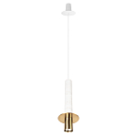 Подвесной светильник с узким цилиндрическим плафоном и золотым металлическим декором Concrete Pipe варинант исполнения - 11 | Loft Concept в Костроме