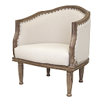 Кресло низкое с мягкой обивкой из льна на 4-х деревянных ножках Emile Armchair beige варинант исполнения - 3 | Loft Concept в Костроме