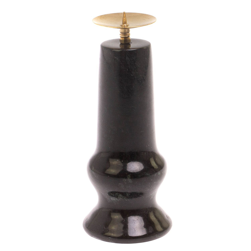 Подсвечник из натурального камня змеевик чёрного цвета Stone Candlestick Черный Золотой Подсвечник из натурального камня змеевик чёрного цвета Stone Candlestick Черный Золотой в Костроме | Loft Concept