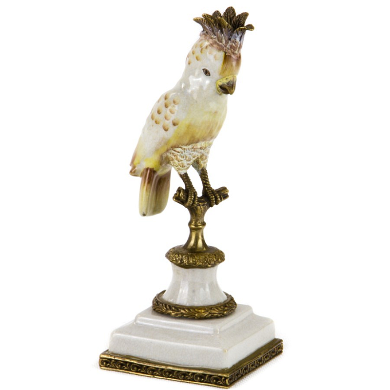 Статуэтка White Crested Parrot Белый Бронза Статуэтка White Crested Parrot Белый Бронза в Костроме | Loft Concept