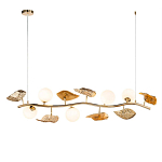 Люстра линейная на золотистом каркасе с белыми стеклянными плафонами Zest of Light варинант исполнения - 1 | Loft Concept в Костроме