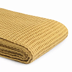 Плед из шерсти цвета охры с бахарамой Waffle Comfort варинант исполнения - 3 | Loft Concept в Костроме