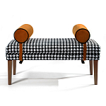 Банкетка Banquette PIED DE POULE Orange с принтом гусиная лапка Оранжевые валики варинант исполнения - 1 | Loft Concept в Костроме